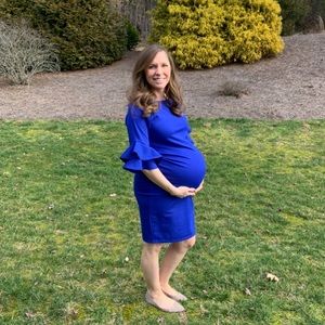 Ruffle sleeve maternity dress